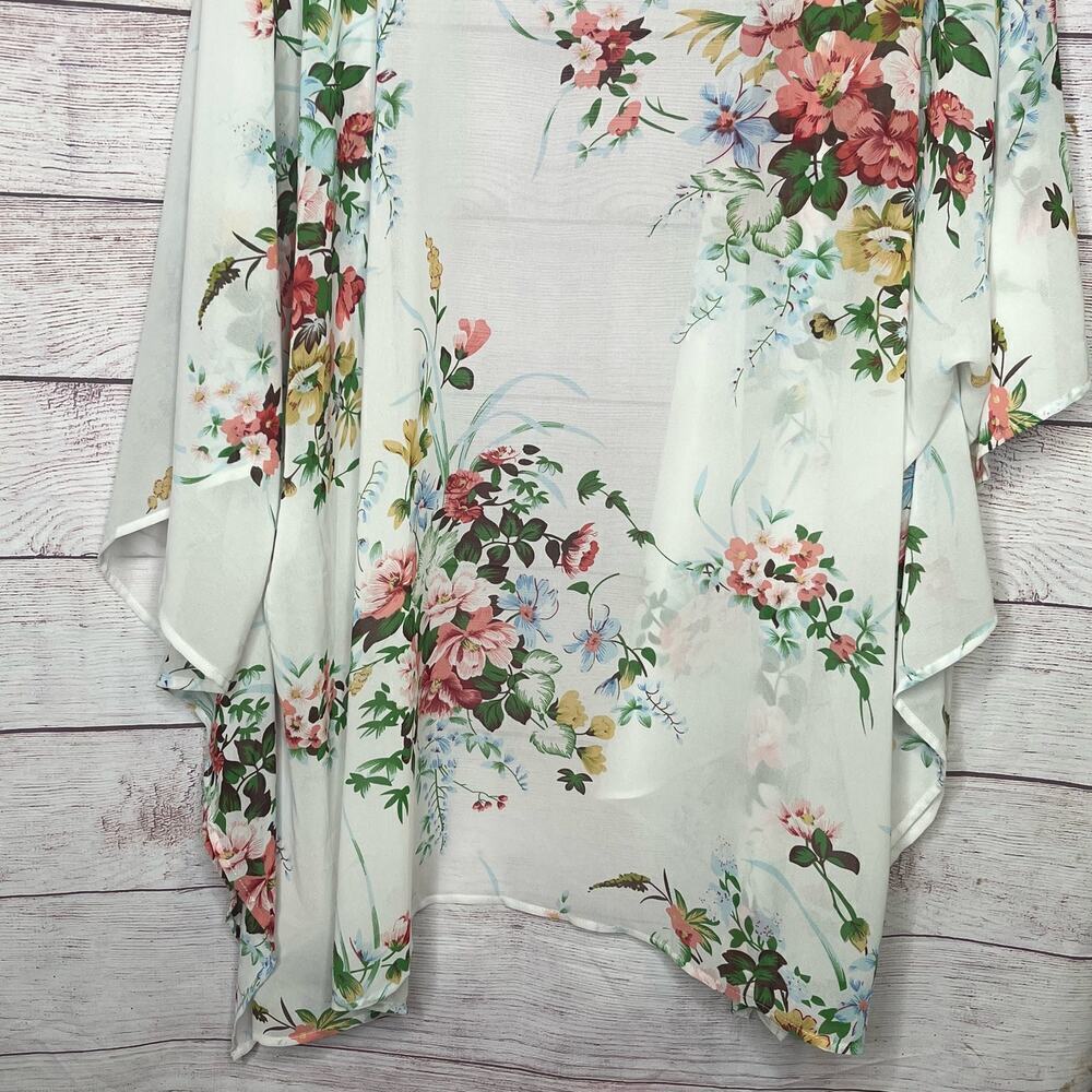 Umgee Sheer Girly Romantic Bridal Multicolored Floral Kimono Size 1XL - Picture 10 of 11